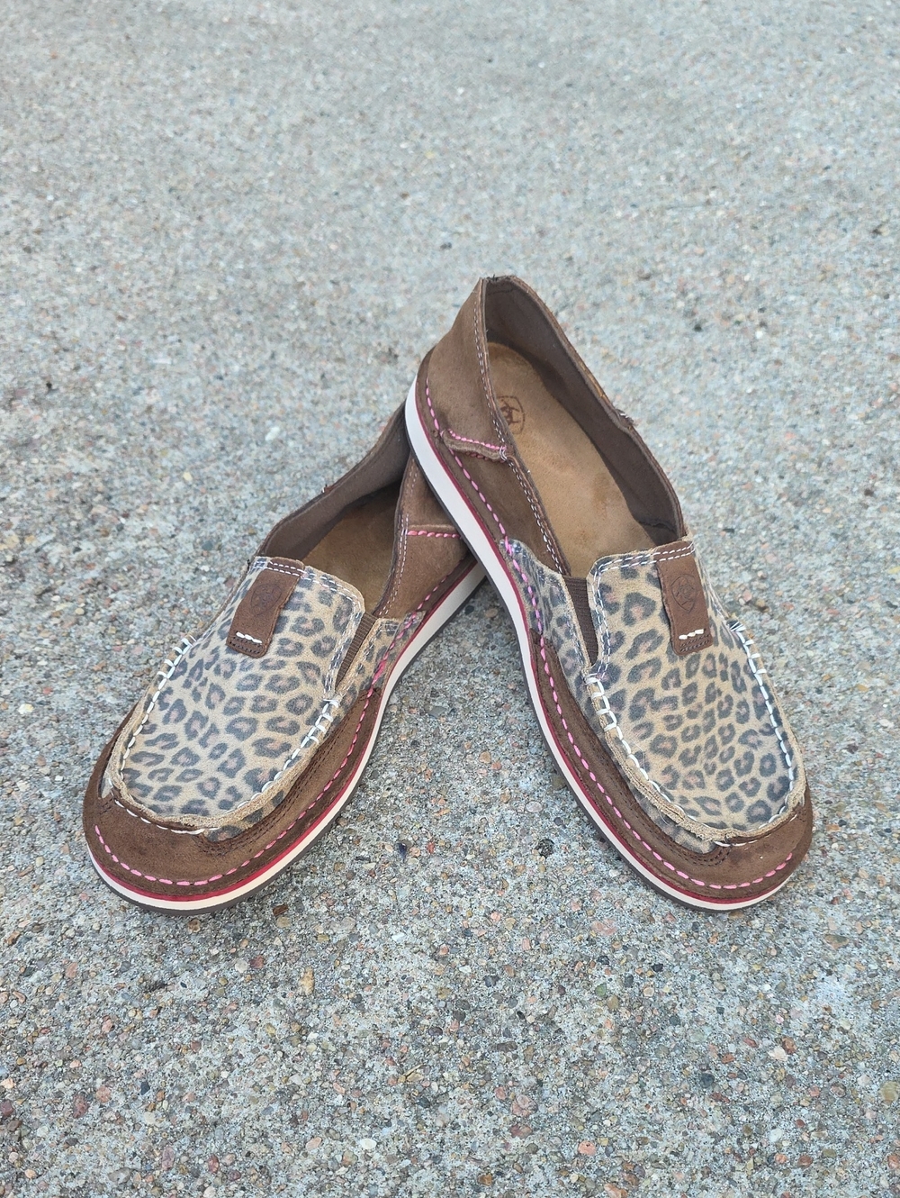 Ariat Women’s Cruiser Brown Leopard Print Leather Loafers Slip On Shoes Size 9